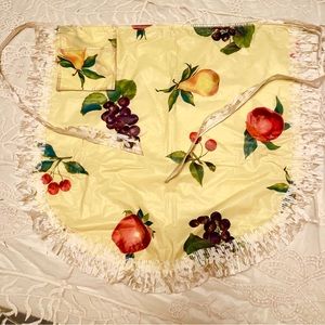 Vintage Plastic half  Apron with ruffle and pocket Fruit Theme